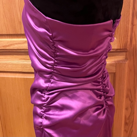 BHLDN Selena Strapless Stretch Satin‎ Slip Ruched Midi Dress Purple Size Medium - Picture 12 of 15